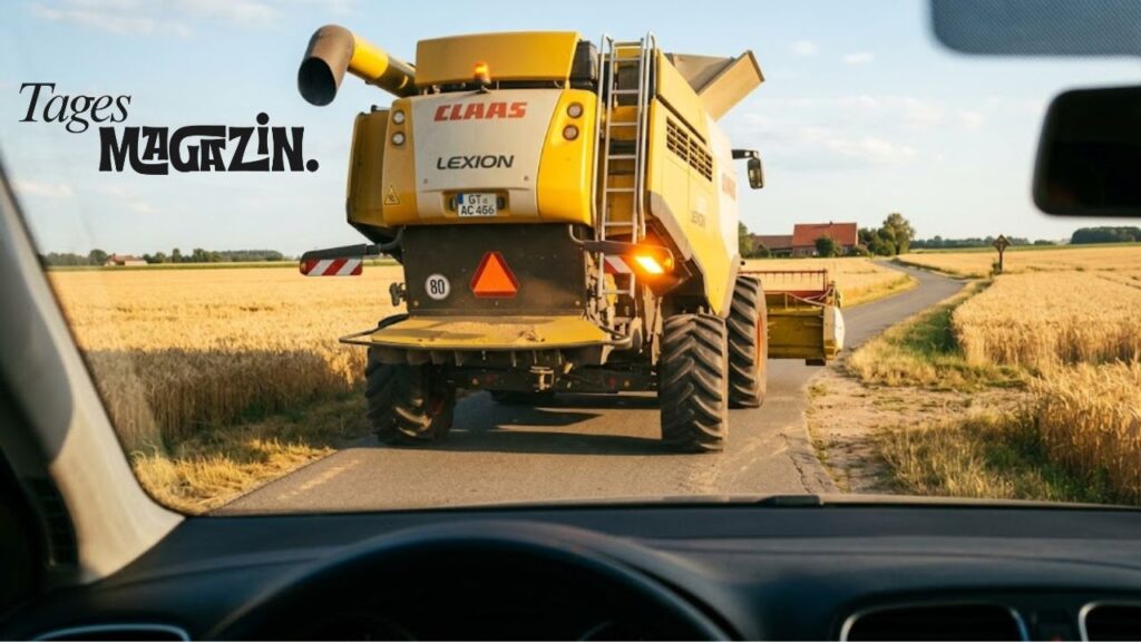 Vor Ihnen Will Ein Großer Mähdrescher Nach Rechts Abbiegen. Was Ist Richtig